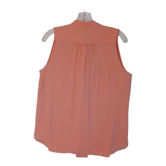 Loft Top Womens Small Coral Front Neck Tie Button Up Sleeveless Lightweight - Picture 2 of 8